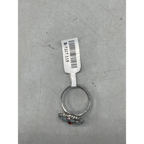 Mariana ring blue orange floral circle crystals handmade statement one size READ - Picture 3 of 6